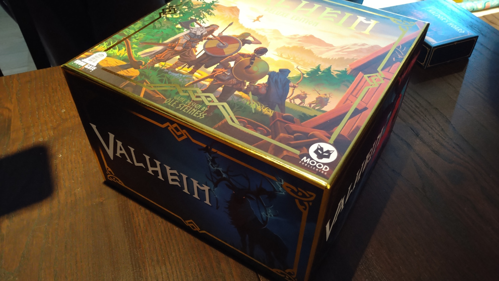 A picture of the box for the Valheim boardgame. It is a very large box.