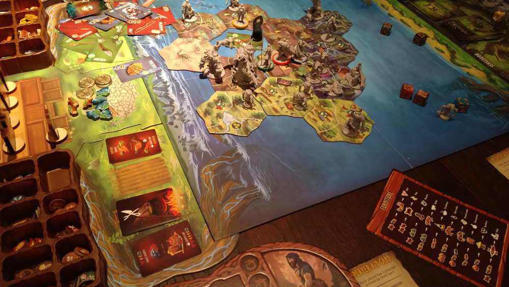 Another picture of the Valheim boardgame in progress. This time there are many more monster miniatures.